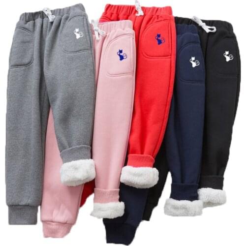Winter Kids Baby Pant Trousers Plush Thick 2021 New Cartoon Middle-waisted Harem Pants for children Girls Boys Long Pants 2-10Y