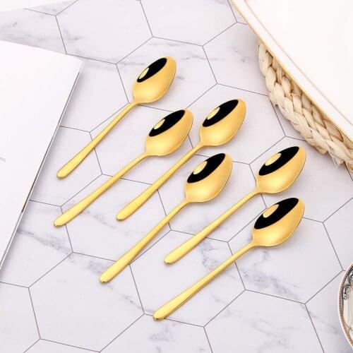 Golden Stainless Steel Coffee Spoon Cutlery Set Ice Cream Dessert Tea Spoon For Picnic Drinkware Tableware Kitchen Accessories