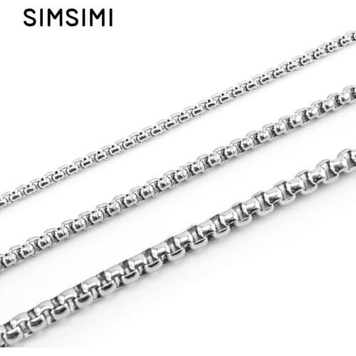 100% Stainless Steel 3/4/5mm Width Square Box Chain Steel Rolo Chain Necklace Men Acero Inoxidable Cadenas Wholesale 10pcs