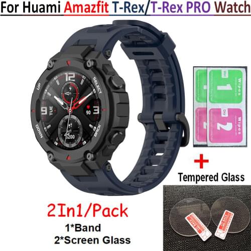 NEW Bracelet Wrist Band For Xiaomi Huami Amazfit T-Rex Screen Protector Film Tempered Glass For Huami Amazfit T-Rex Watch Strap