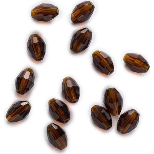 50 Piece Dark Coffee Crystal Quartz Faceted Olive Glass Spacer Beads Jewelry Making 6-11mm