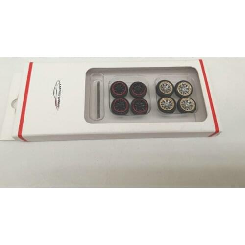 8PCS 1/64 1:64 Wheels + Tires Toy Car Model DIY Parts