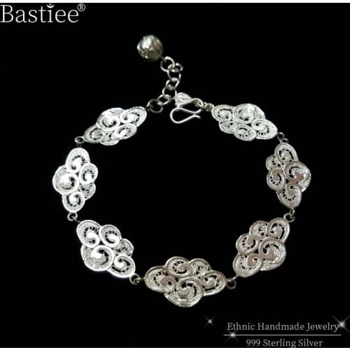 999 Sterling Silver Cloud bracelet femme Luxury Jewelry Handmade Ethnic Bracelets For Women armband pulseira feminina bileklik
