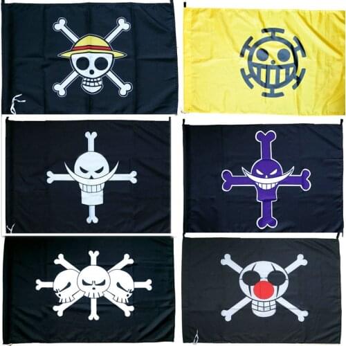 One Piece Flag Banner Straw Hat Pirate Trumpet Banner Flag Home Decor Polyester Banner 96x65cm