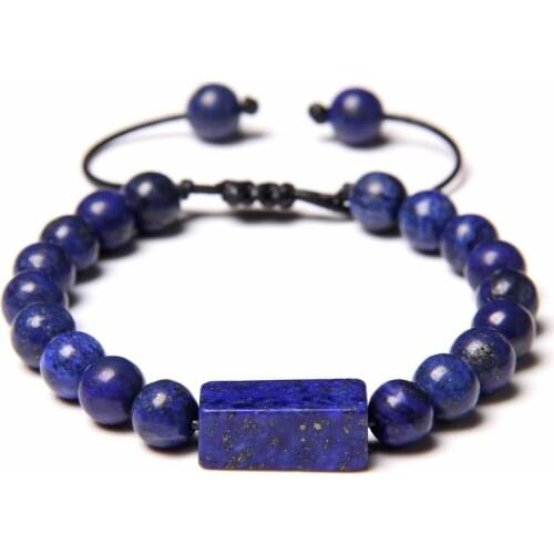Natural Stone Bracelets Round Lapis Lazuli Labradorite Black Onyx Set Handmade Adjustable Braided Bracelet Wristband Jewelry