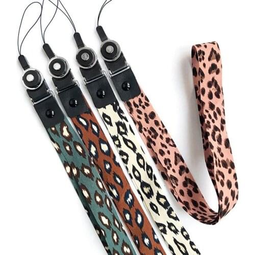 Leopard print Phone holder Key Lanyard Cheetah ID Badge Holders Animal Phone Neck Straps with Keyring