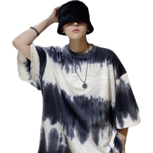 Men Summer Short Sleeve T shirts Hip Hop Tie Dye Tees Streetwear Men Loose T-Shirt 2021 Man Tops M-2XL