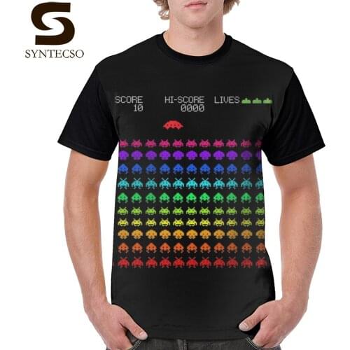 Pacman T Shirt Space Invaders T-Shirt Short Sleeve Mens Graphic Tee Shirt Graphic Polyester 6xl Fun Streetwear Tshirt
