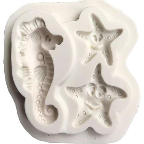 Hippocampal Starfish Grain Mold Flip Sugar Cake Silicone Mold Clay Drop Glue Chocolate K153