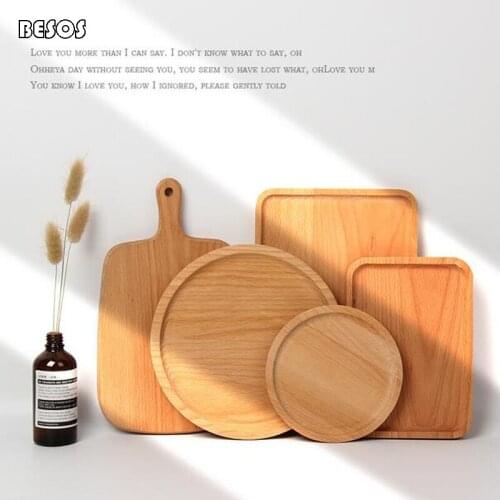 Creative Wooden Tray Gourmet Dessert Fruit Breakfast Tray Kitchen Supplies Practical Storage Photography Props Wooden Board