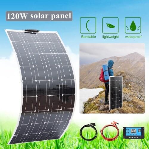 120W 18V Monocrystalline Flexible Solar Panel Kit Home Paneles Solares Car Boat Yacht Roof Vans Camping PV Panels Solar System