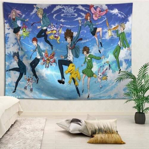 New Arrival Digimon Tapestry Hanging Blanket background wall bedroom Home Art Tapestries Decor Customize your image