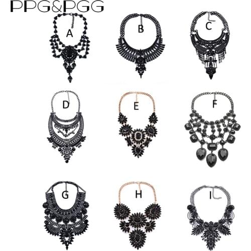 Black Large Collar Statement Choker Necklace Women Indian Ethnic Big Bib Collier Necklaces Pendants Maxi Chunky Vintage Necklace
