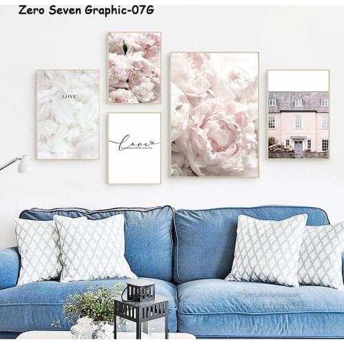 Feather Peony Blossom Canvas Painting Posters And Prints Picture Living Room Art Wall Home Decoration