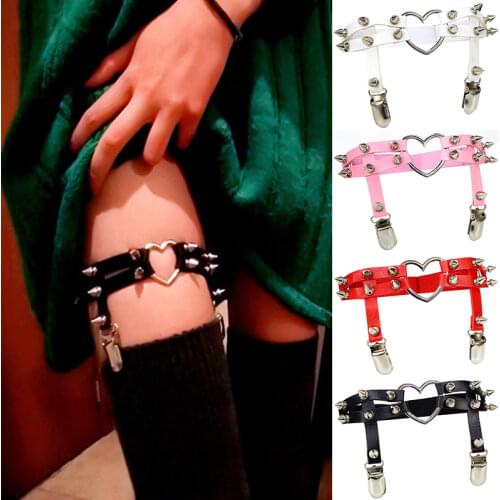 Punk Heart Garter Belt Sexy Women PU Leather Belt Lady Girls Elasticity Body Harness Tight Suspender Strap