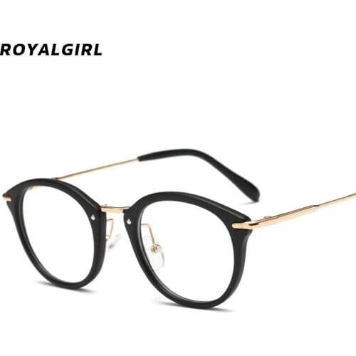 ROYAL GIRL High Quality TR Frame Fashion Glasses Women Eyeglasses frame Vintage Brand Deaigner Round Clear Lens Glasses ss142