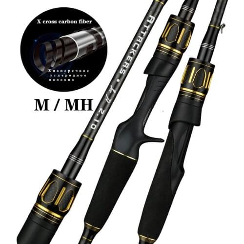 Powerful Carbon Fiber Fishing Rod Casting Spinning Universal Pole 2 Sections MH Super Hard 1.98m 2.1m 2.4m Rock Saltwater Travel