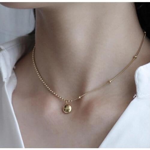 LUCKY wafer of AB chain Necklace Jewelry Stainless Steel New Goddess Luxury Golden Color Luxe Fashion For Women Hot Sell