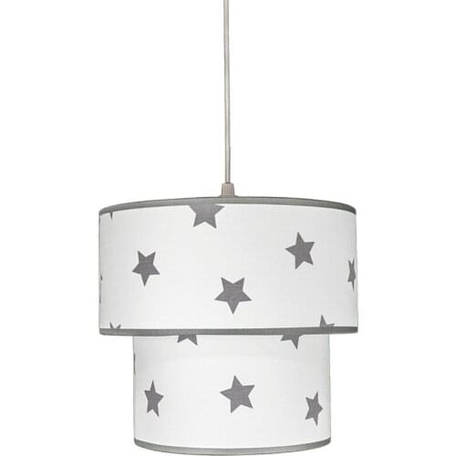 Senay Lightning, Dual Cylinder Fabric Chandelier-White Gray Star