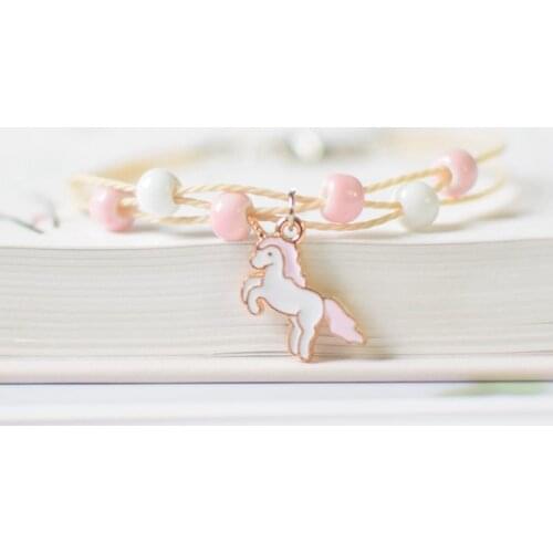 Cute Unicorn Pendants Charm Bracelet For Women Girls Simple Ceramic Beads Bracelets Friendship Jewelry