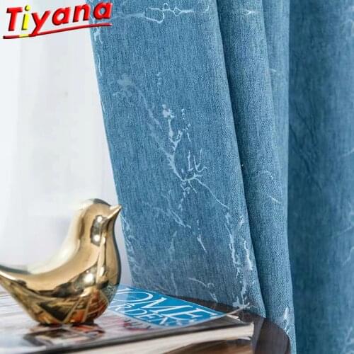 Nordic Luxury Blue Bronzing Curtains for Living Room Modern Silver Lightning Pattern Blackout Window Drapes Bedroom Height 280cm