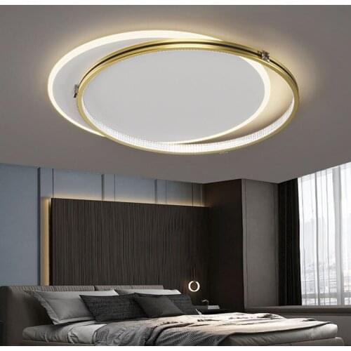 Modern Creative Luster Gold Round LED Acrylic Ceiling Lamp for Bedroom Restaurant Hallway Kitchen Foyer Indoor Light Fixtures