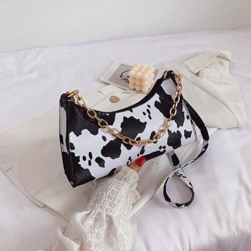 Fashion Cow Printed Crossbody Bag Women Chain PU Leather Small Shoulder Messenger Handbag Female Street Money Pouch