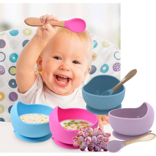 Kids Children Baby Plate 100% Silicone Dishes Bowl With Suction Cup Silicone Feeding Food Plate Tray Dishes For Baby Toddler