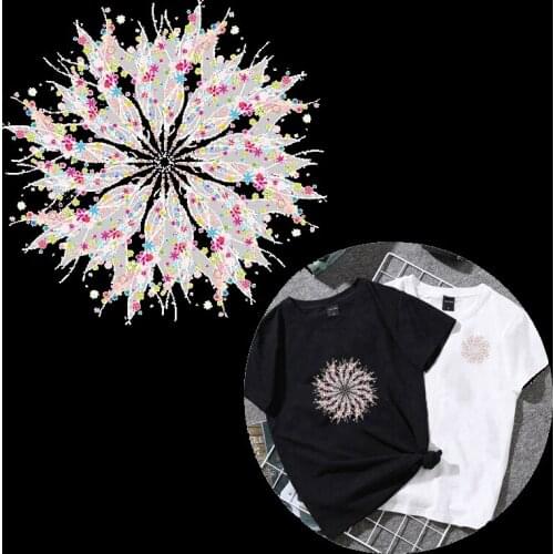 Lovely Beautiful Patch deal with it Clothes Heat Transfer Printing Spread Flowers Iron on Patches for Clothing Diy PVC Stickers
