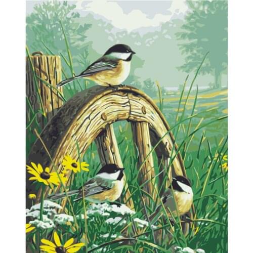 All 5D DIY diamond painting "Birds on the wheel, scenery attractions people" 3D embroidery stitch mosaic diamond home decoration