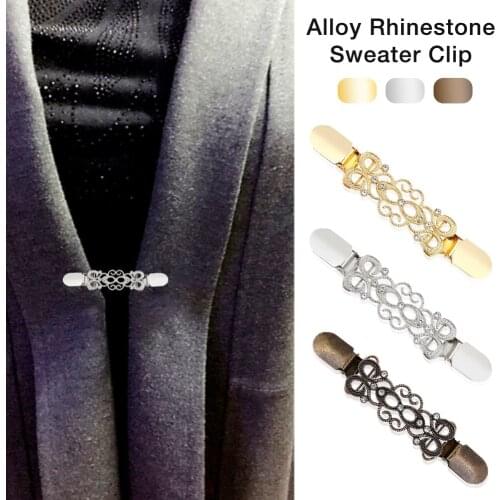 Sweater Cardigan Clip Duck-mouth Clips Flexible Beaded Pearl Pin Brooch Shawl Shirt Collar Buckles For DIY Clothing Decoration