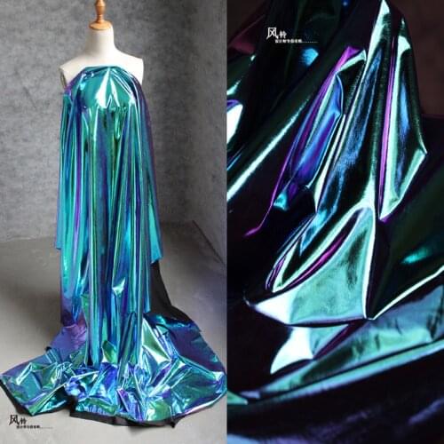 Reflective Coated Stretch Fabric Imitation Leather Waterproof Clothes Patches Decor DIY Leggings Skirts Dress Designer Fabric