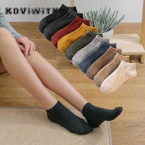 Winter Black Socks for Women Cotton solid short yellow Thick Sock Stylish Funny Lady sports Sock girls harajuku Warm Female Sox