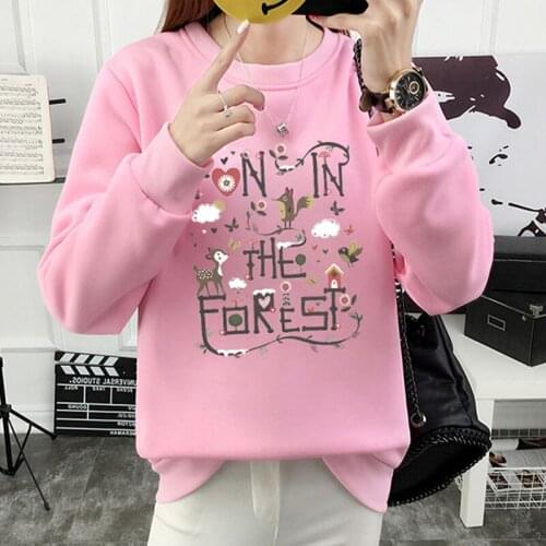 Winter Fashion Casual Warm Women Hoodies Sweatshirt Print Alphabet Animal Harajuku Loose Long Sleeve Female Pullover