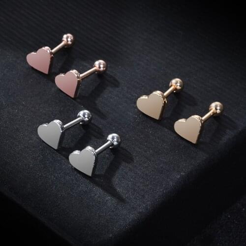 2pcs Piercing Jewelry Tragus Stud Earrings Cartilage Helix Heart Shape Ear Studs women Party Jewelry