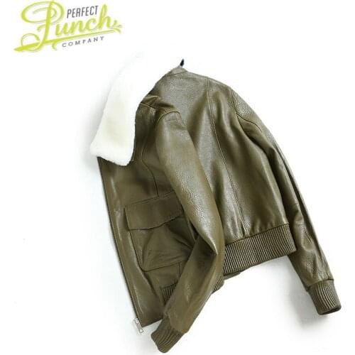 2021 Sheepskin Genuine Women Korean Real Leather Bomber Jacket Chaqueta Mujer QBL-1717 YY744