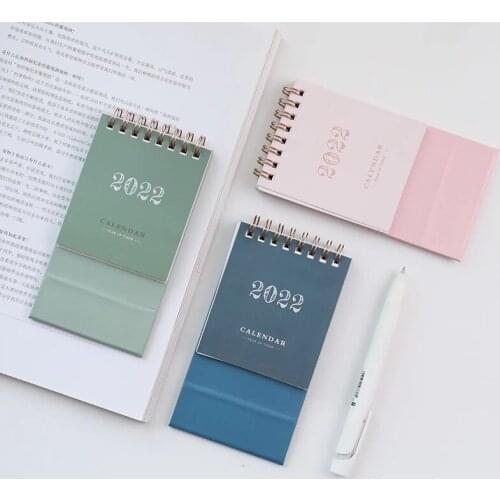 2022 Simple Solid Color Mini Desk Calendar Creative Dual Daily Scheduler Weekly Table Planner 2021.6-2022.12