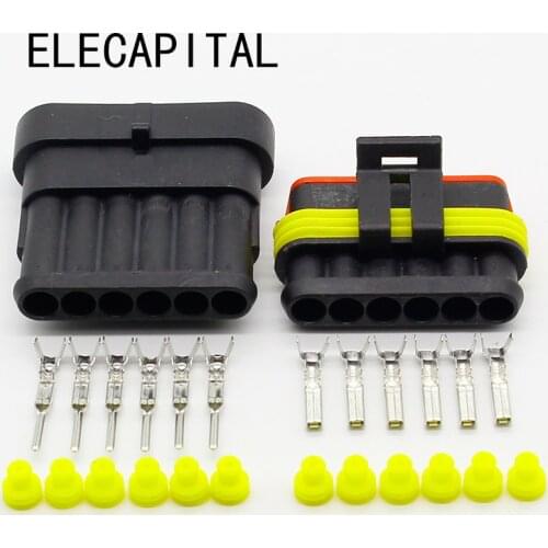 5 Sets NEW Car Part 6 Pin Way Sealed Waterproof Electrical Wire Auto Connector Plug Set Free Shipping