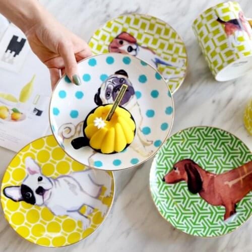 7-Inch Dessert Plate Western Restaurant Plate Creative Cartoon Animal Nordic Plate Breakfast Dessert Plate Ceramic Plate