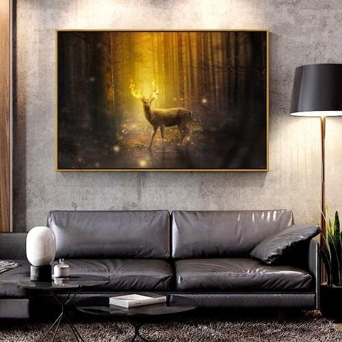 Artcozy Oil Canvas Painting fire_deer_fantasy_art For Home Decoration Wall Art