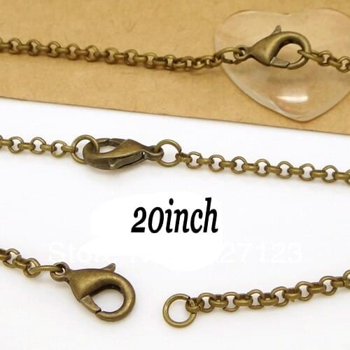 Free Ship!!! 100piece 2mm 20"L Bronze Tone Metal Rolo Link Chain Necklace with Lobster Clasp