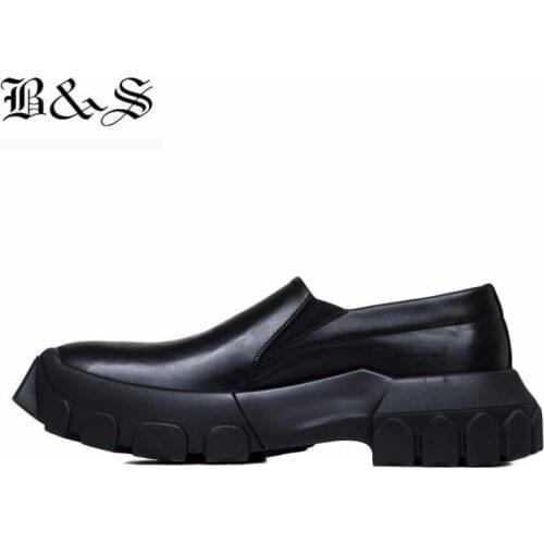 Black& Street 2019 new thick sole designer slip one real leather handmade customized casual trainer shoes summer leather loafer