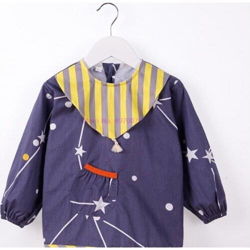 DHL 200pcs Baby Bib Feeding Waterproof Long Sleeve ShirtToddler Painting Drawing With Pocket
