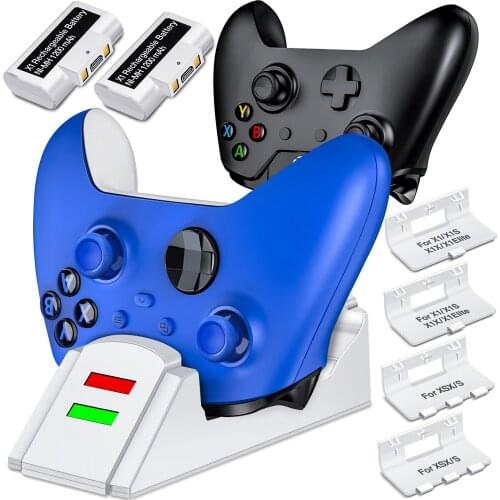 Fast Wireless Controller Charger Dock For Xbox Series X/S/Xbox One S/X/One Elite + 2pcs For Xbox One Rechargeable Battery Packs