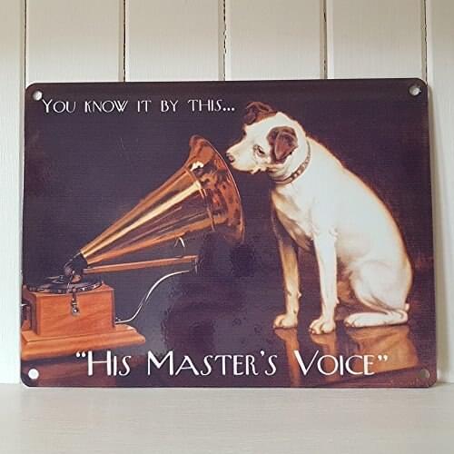 His Masters Voice You Know It By This small Steel Tin Sign Wall Decor
