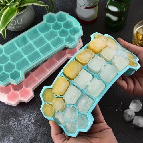 Creative DIY Silicone Ice Tray Mold with Cover Thicken Food Grade Fridge Ice Box Convenient Kitchen Tools SAL99