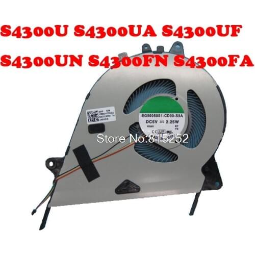 Laptop CPU Cooling Fan For ASUS S4300U S4300UA S4300UF S4300UN S4300FN S4300FA DC5V 2.25W