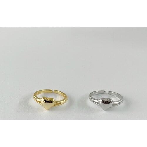 2021 New Golden Concise Style Shiny Side Heart Ring for Woman Open To Adjust Simple Heart Ring Leisure Ring Jewelry Wholesale