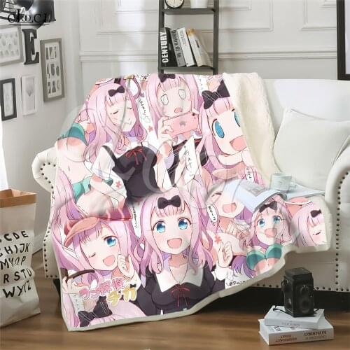 Anime Kaguya Sama Love Is War Blankets Print Cartoons Blanket 3D Sofa Travel Throw Blankets Boy Girl Bedding Double Layer Quilts
