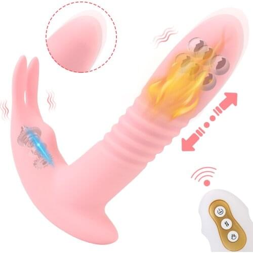 Telescopic Vibrator Rotation Beads Wearable Heating Dildo Vibrator Sex Toys for Women G-spot Vagina Massage